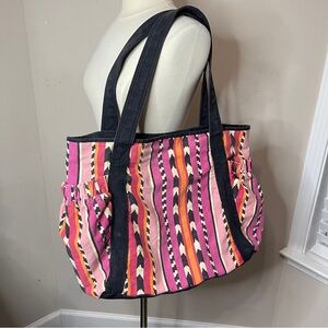 JOE BOXER Colorful Boho Print Canvas Double Handle Tote Bag